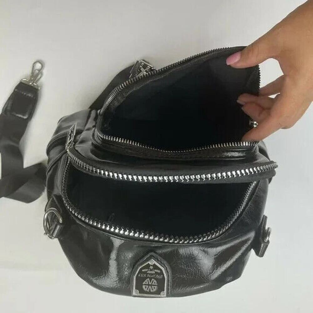 Multifunctional Pu Leather Small Backpack - Black… - image 3